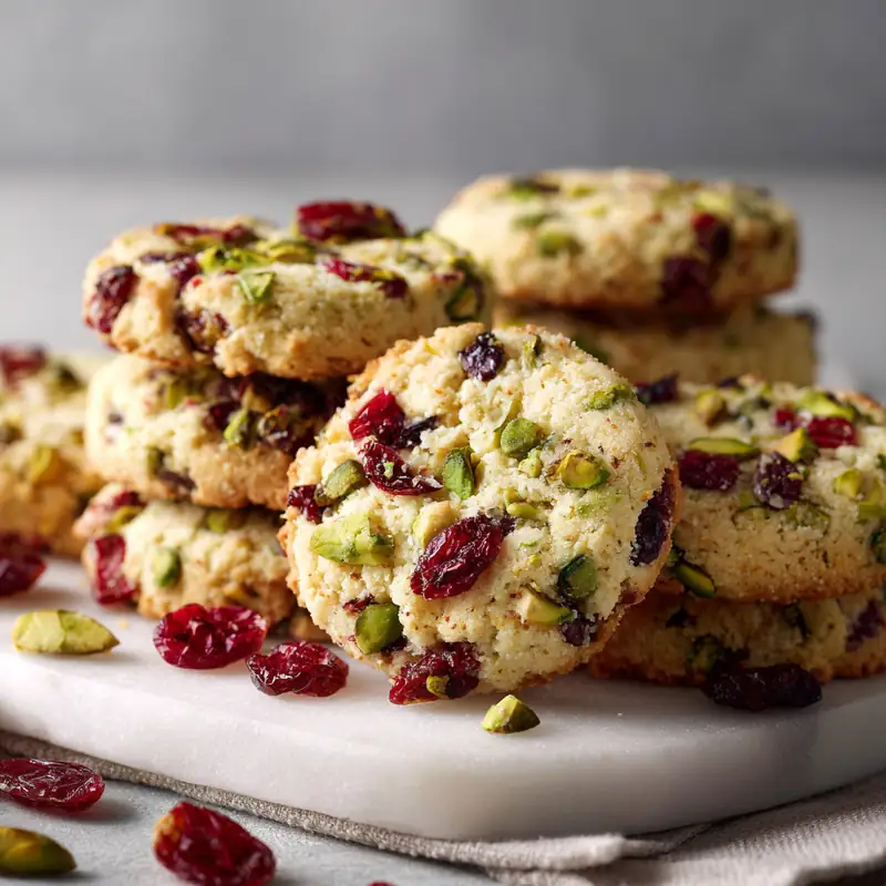 Pistachio Cranberry Shortbread Cookies
