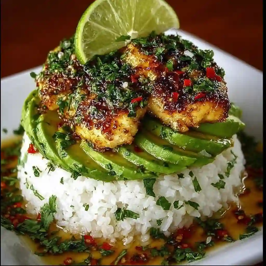 Zesty Cilantro Lime Chicken with Avocado and Jasmine Rice Recipe