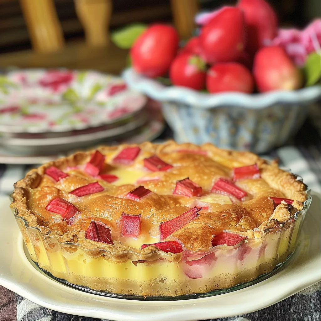 Easy Crustless Rhubarb Custard Pie